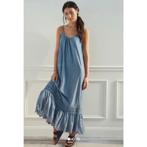 Anthropologie Dresses & Skirts - Anthropologie Daily Practice Blue Cotton Arlene Maxi Dress Sz.M